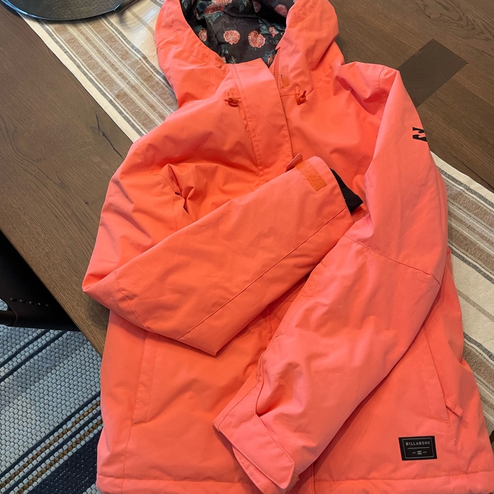 Billabong Vibrant Coral Jacket with Floral Lining